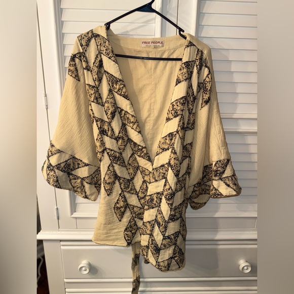 Free People Thimbleweed Wrap Kimono Jacket Boho Belted Medium - Picture 4 of 8